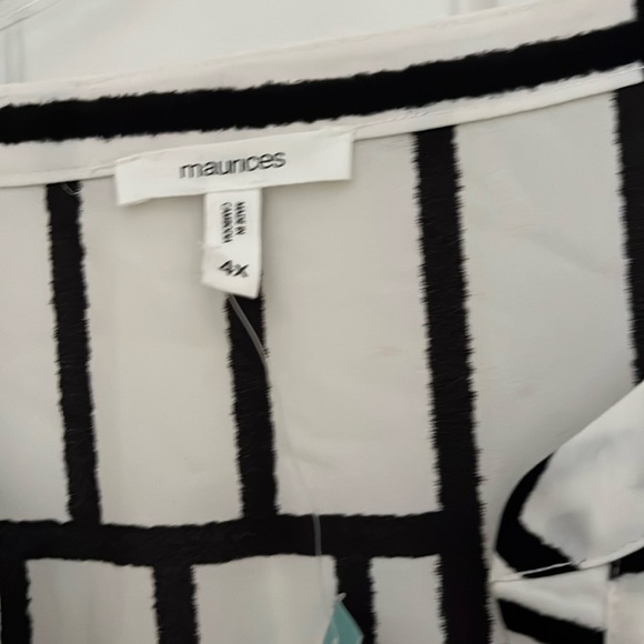 Maurice’s Atwood 3/4 Sleeve Blouse White with Black 4X NWT - Picture 3 of 6